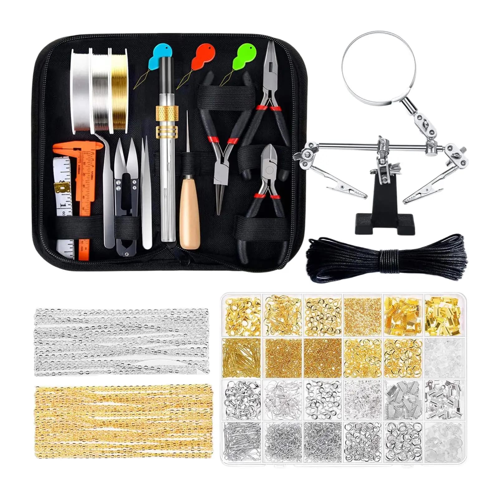 Kit per Creazione di Gioielli, Set di Strumenti e Accessori Fai-da-Te per Orecchini, Collane e Braccialetti, per Progetti di Riparazione Gioielli