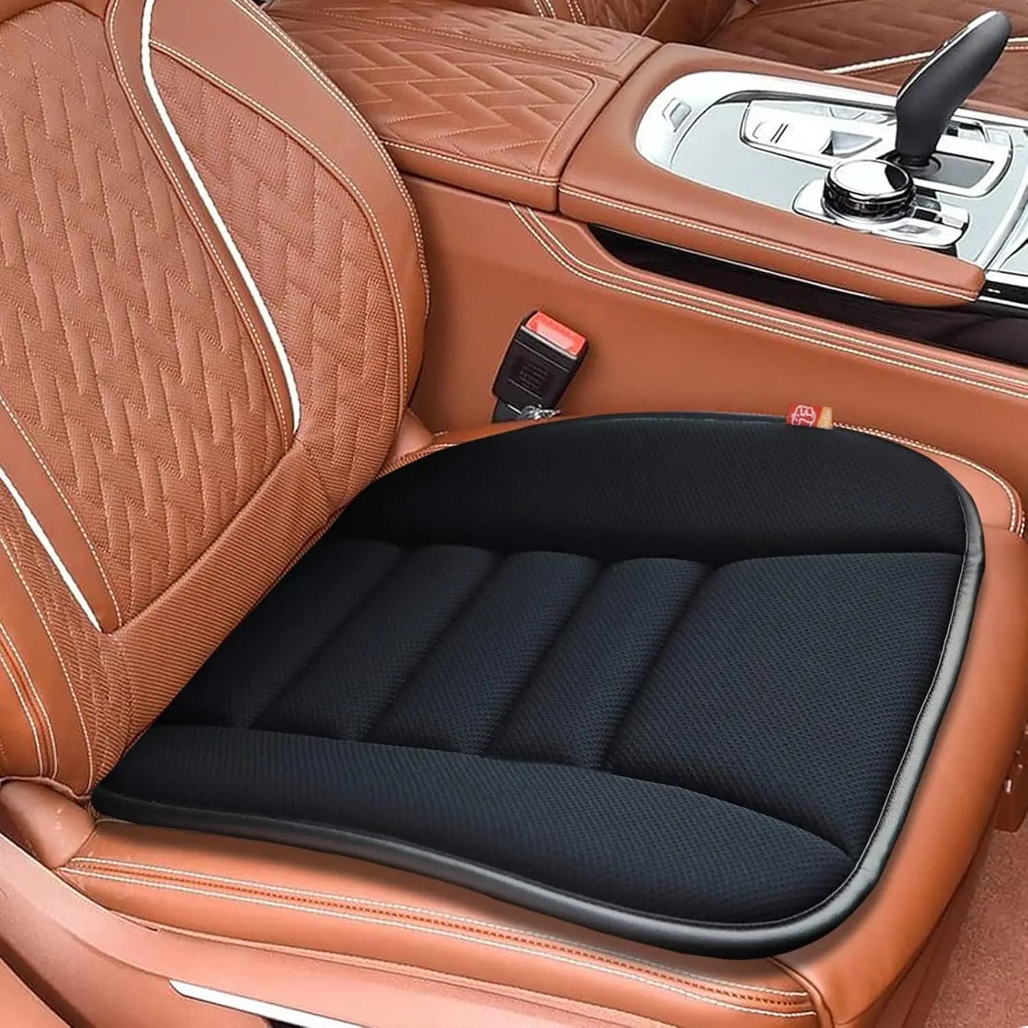 Memory Foam Car Seat Cushion Thin Non-Slip Breathable for Truck Driver Office Chair 21.3x18.5x1.2 Inches Black