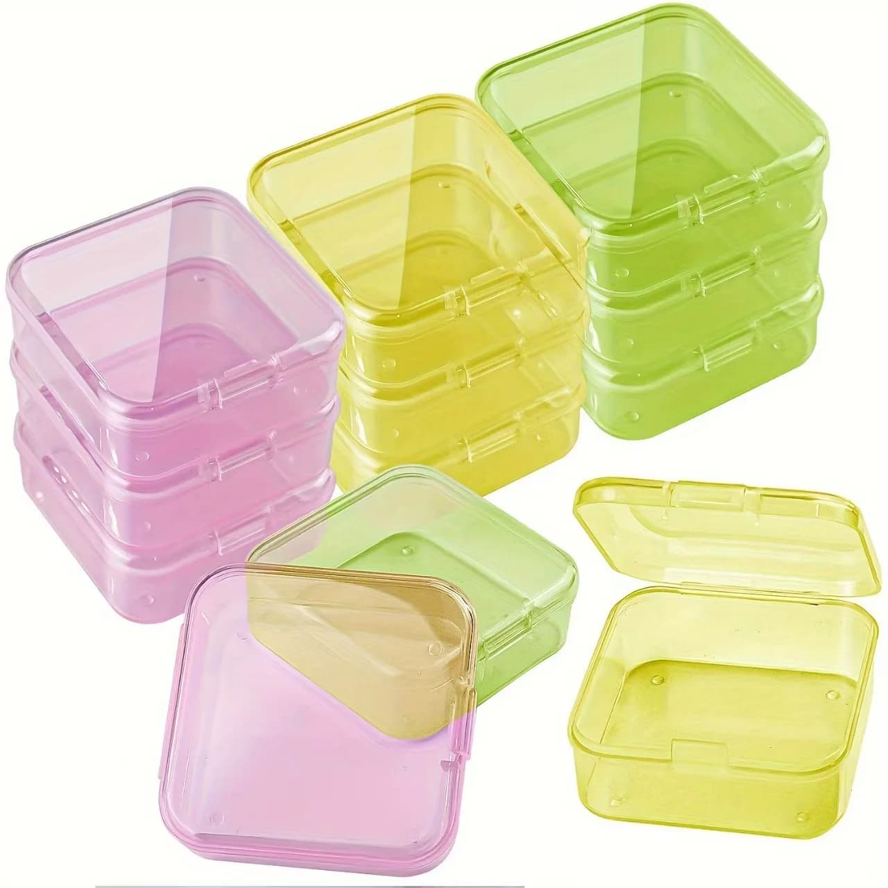 1pcs Plastic Storage Box Mini Small Grid with Lid Square Jewelry Pearls and Miscellaneous Items Separated Diy Box