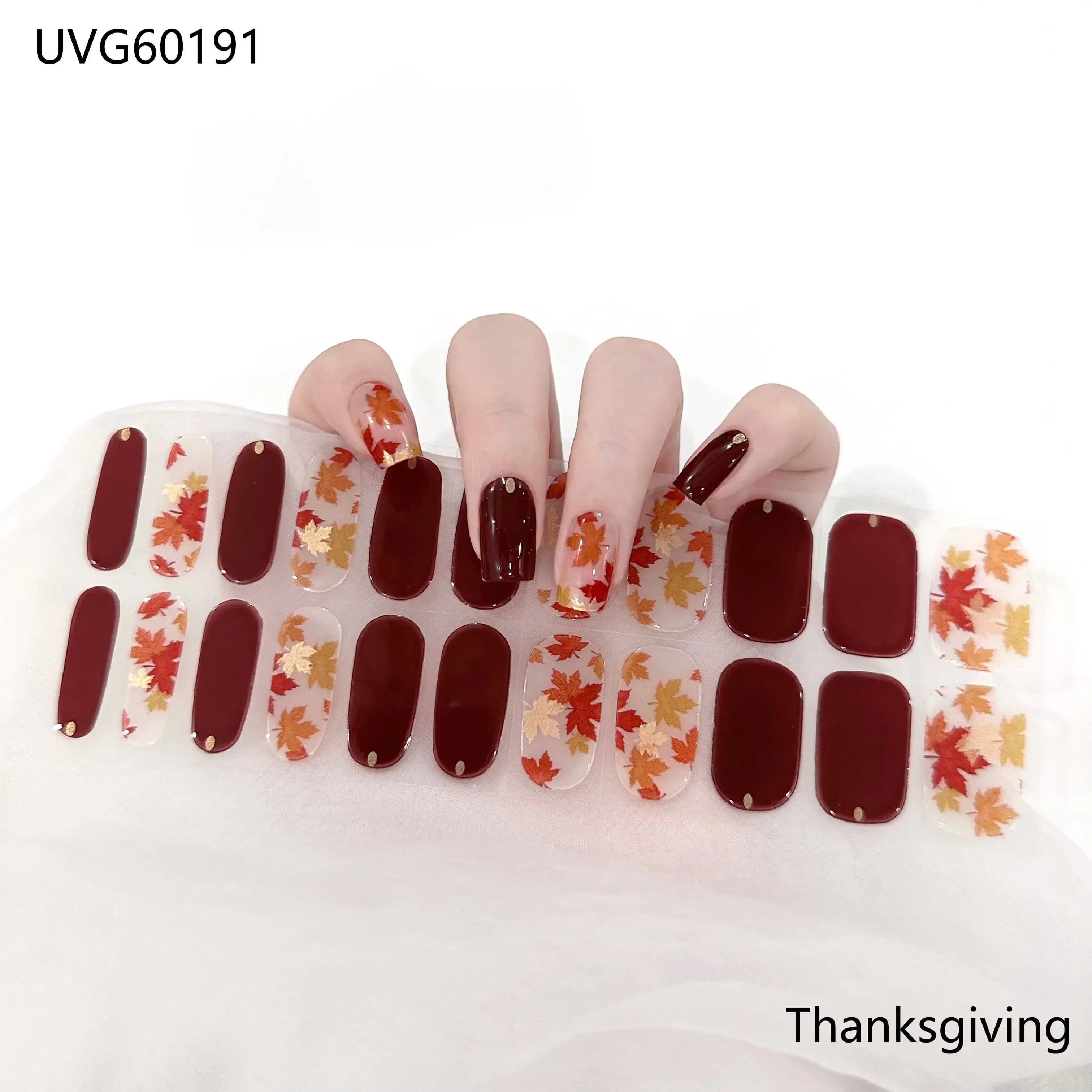 22 Tips Adesivi per Unghie in Gel Semi-Polimerizzato, Impermeabili, Lunga Durata, Effetto Aurora, Copertura Completa, Richiede Lampada UV
