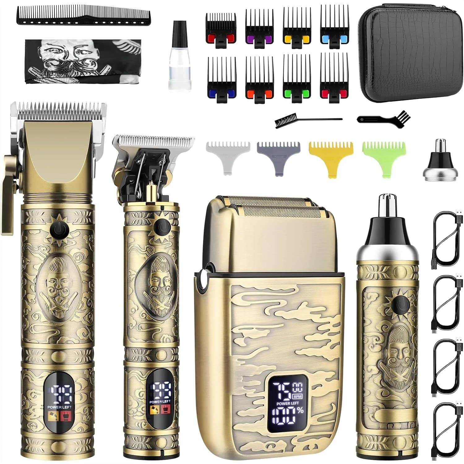 Hair Clippers for Men Professional, Beard Trimmer Kit with LED Display, Cordless Electric Shaver for Barber