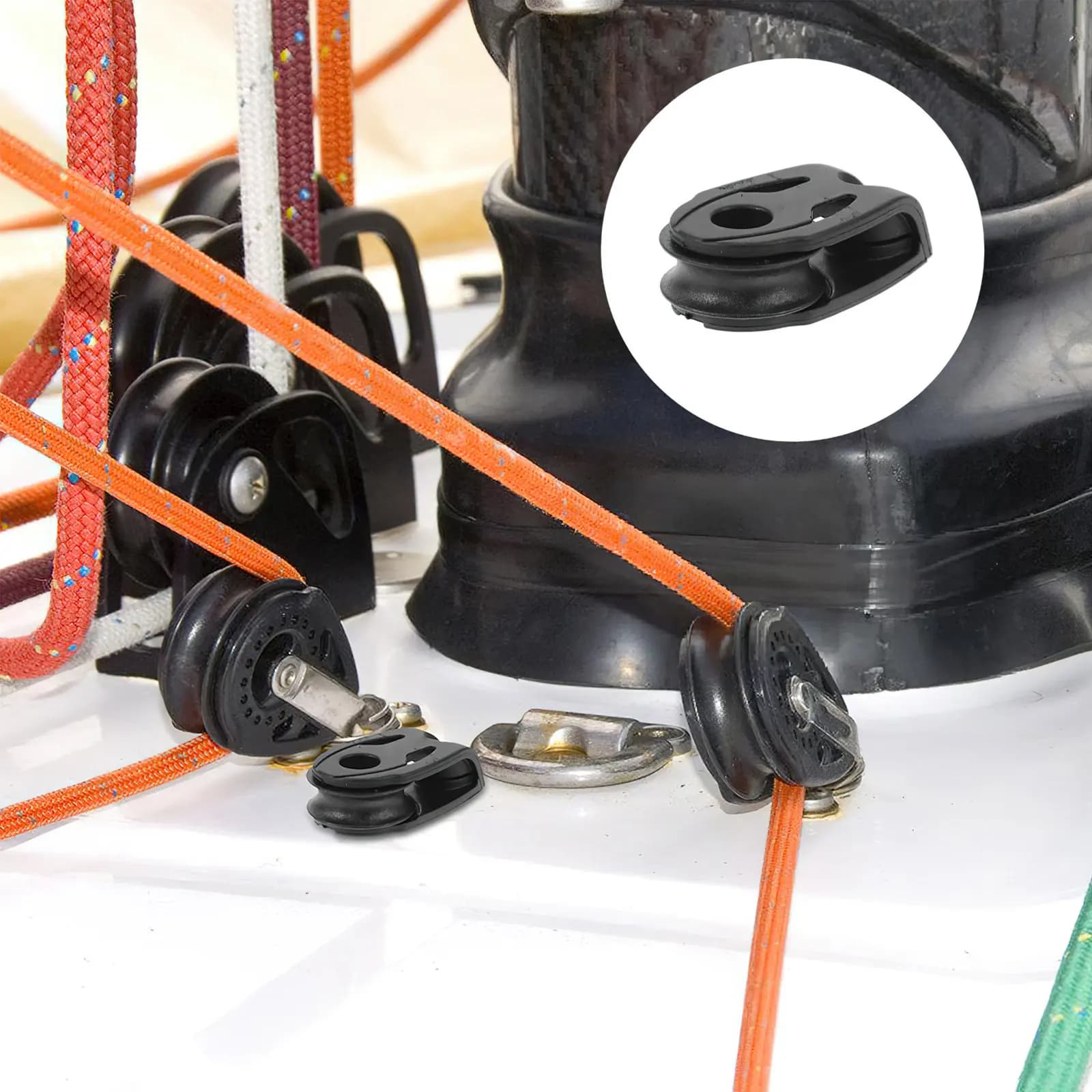 2Pcs Single Pulley High Strength Nylon Sailing Lifting Tool Marine Kayak Pulley System Bearing Rope Block for Boat Yacht Garage