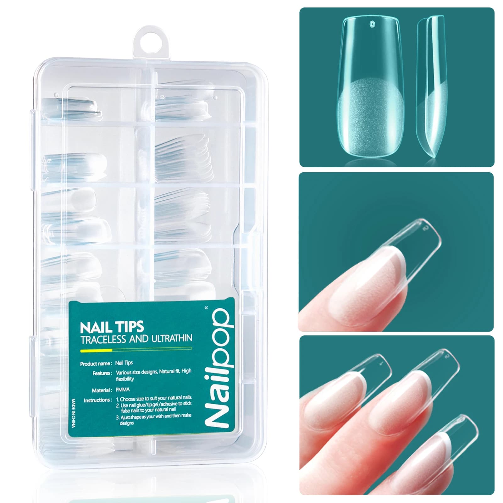 120 pcs soft oval gel nail kit square cover complete nail extension pre-printed acrylic fake nail gel for home use of beauty salon diy