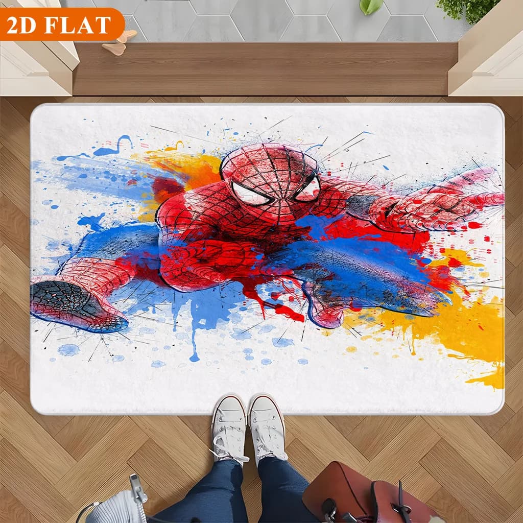 Tappetino da bagno 1 pezzo, Spider-Dynamic Graffiti, tappetino rettangolare in flanella MARVEL, tappetino antiscivolo per bagno, divertente decorazione per la porta