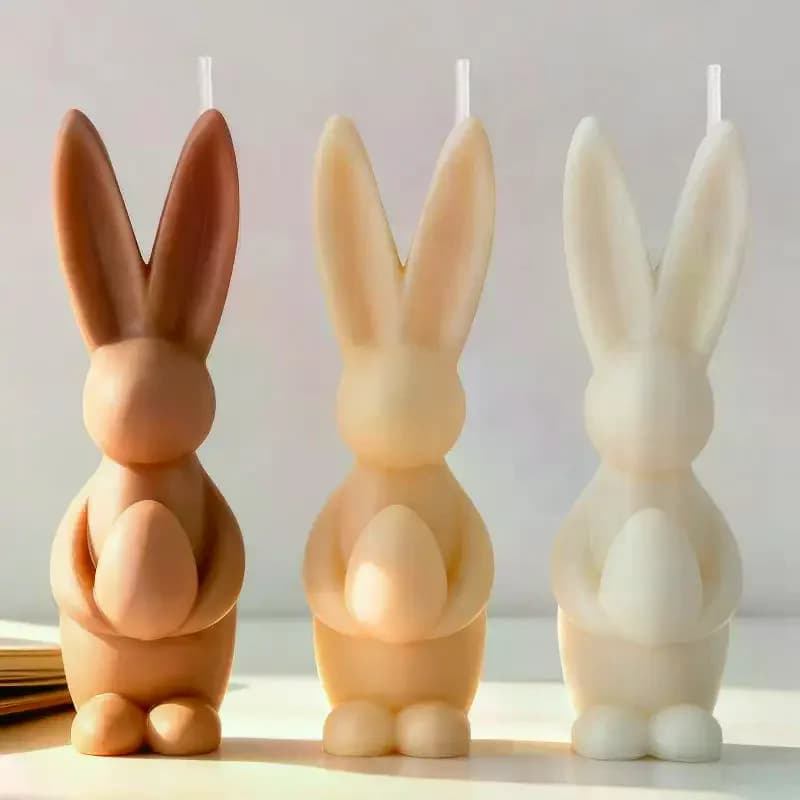 Stampo per candele in silicone con uovo di coniglietto pasquale fai-da-te, aroma fatto a mano, gesso, resina epossidica, stampo per sapone, candele