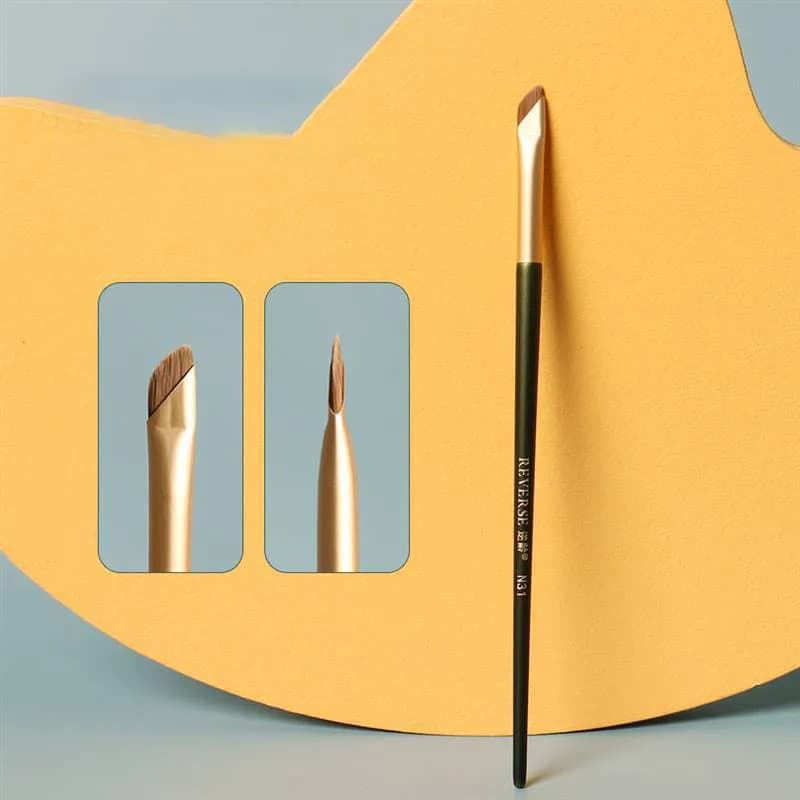 Pennelli Professionali per Eyeliner con Lama Inclinata, Pennello per Eyeliner e Sopracciglia in Fibra di Lana, Strumenti per il Contorno degli Occhi