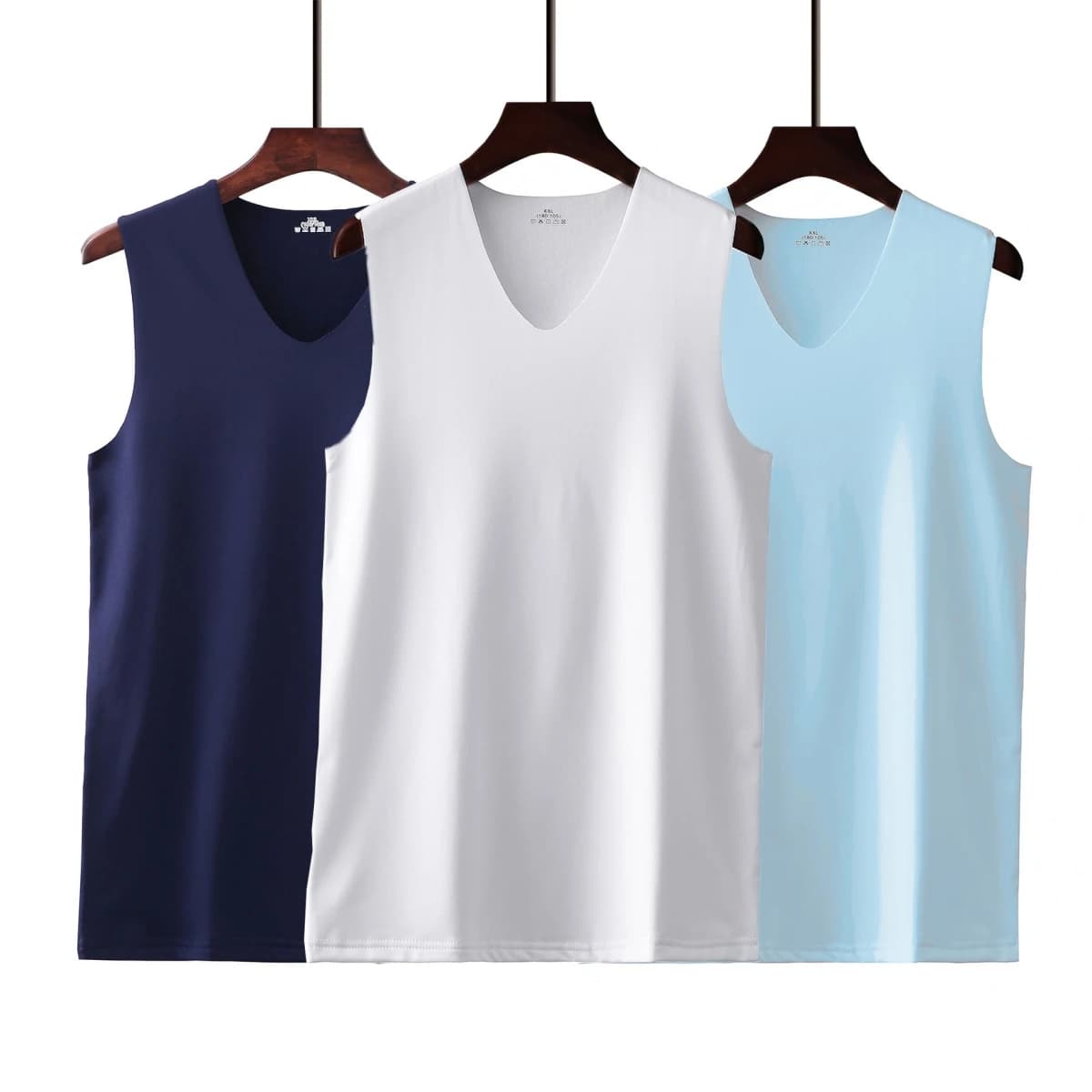 Canotta da Uomo Sottile in Seta Ghiaccio con Scollo a V Ampio, Senza Maniche, Traspirante, per Sport Estivi, in Poliestere, Modello Sottile alla Moda Giovanile