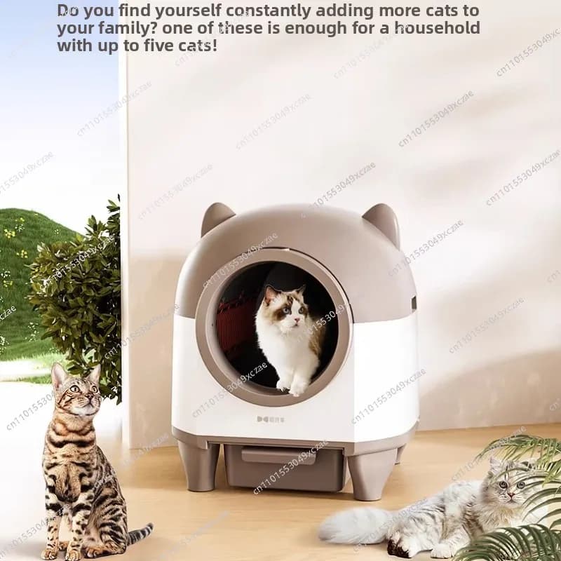 Lettiera automatica per gatti, di grandi dimensioni, chiusa, deodorante, anti-schizzi, elettrica intelligente, con sistema di pulizia automatica, toilette per gatti