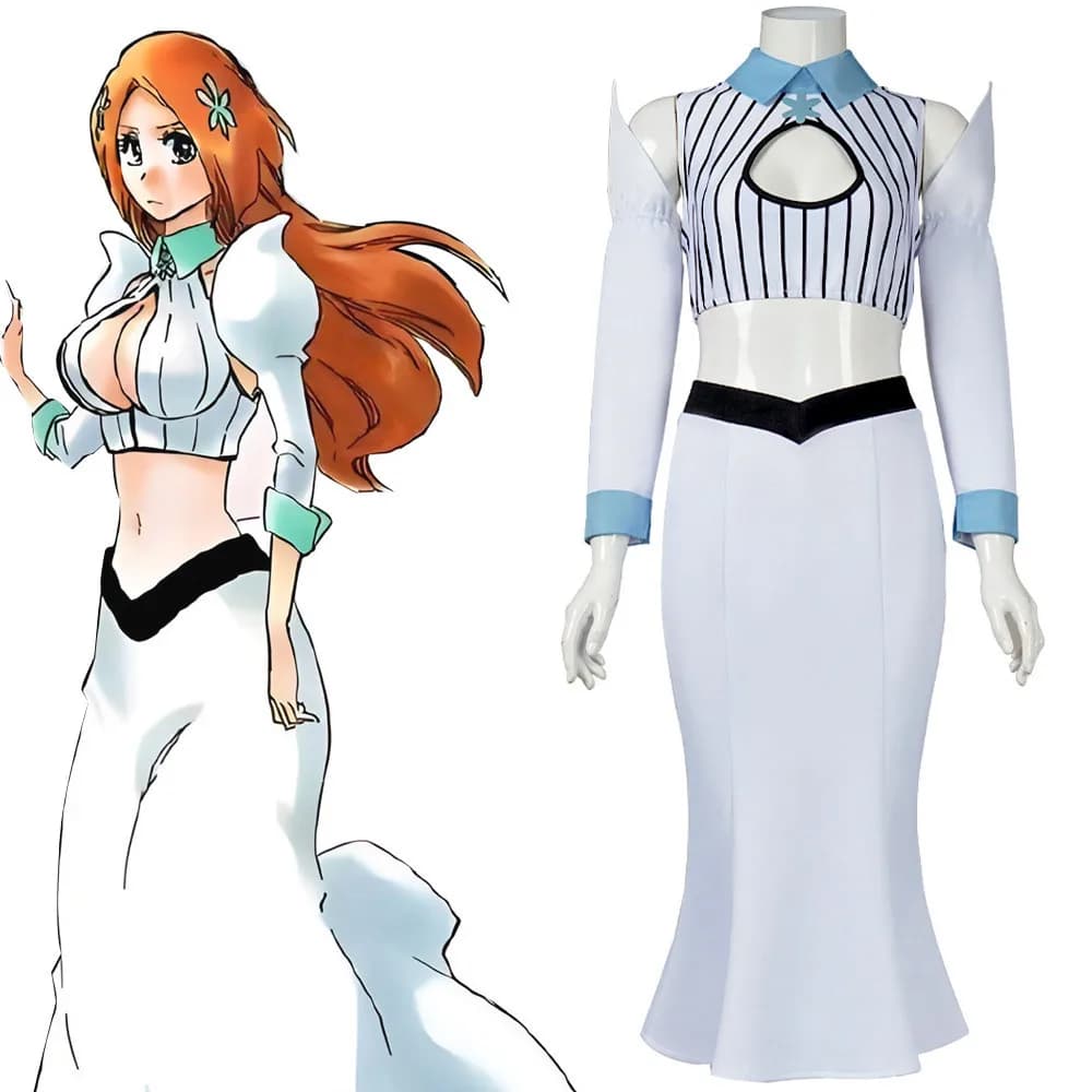 Costume Cosplay Anime Inoue Orihime, Princess White Dew Dress with Long skirt and Copricapo, Sexy Women's Costume for Carnival and Halloween