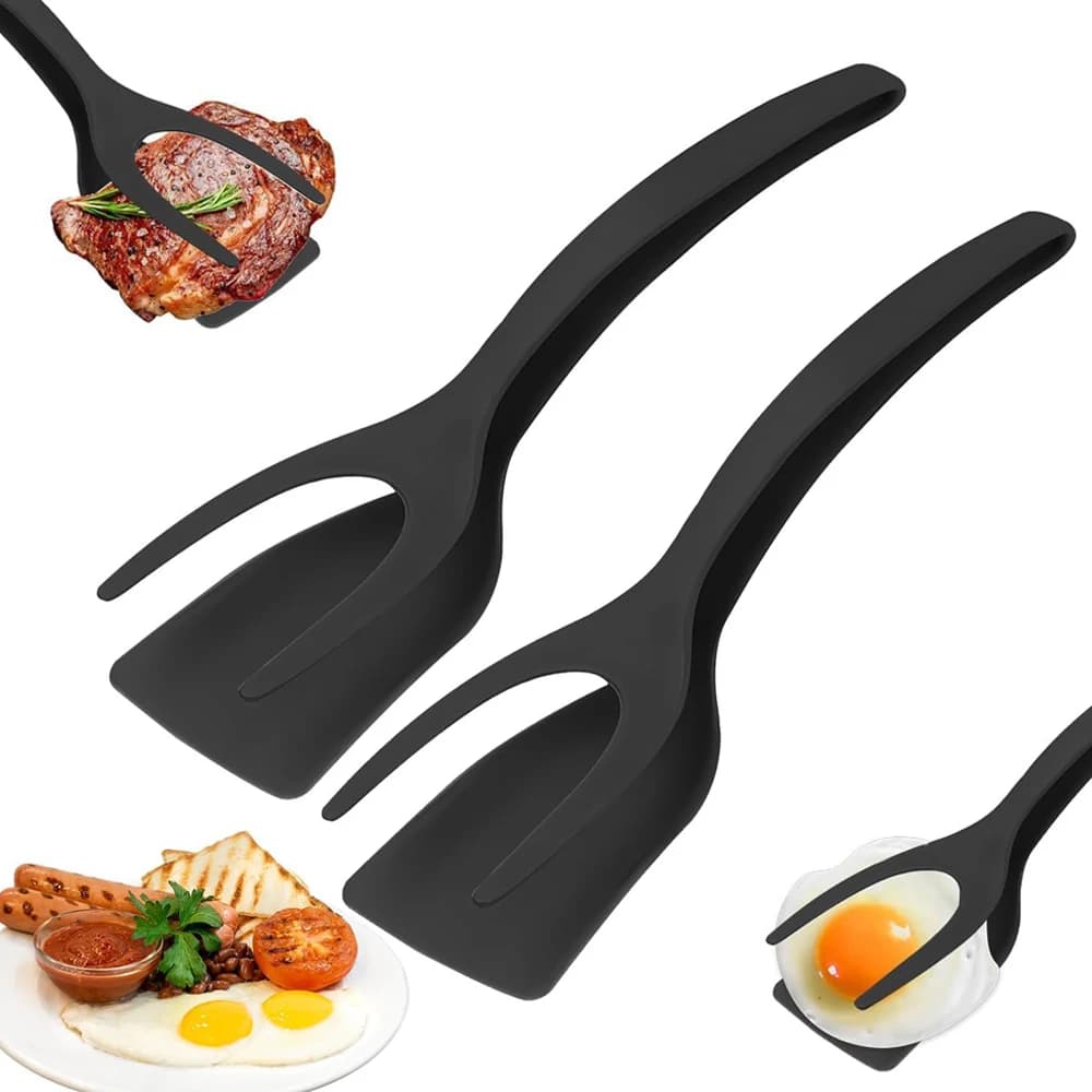 New Spatula 2 in 1 with Pliers, Nylon Non-stick coating for Pancake, Fish, Toast to French and Omelette