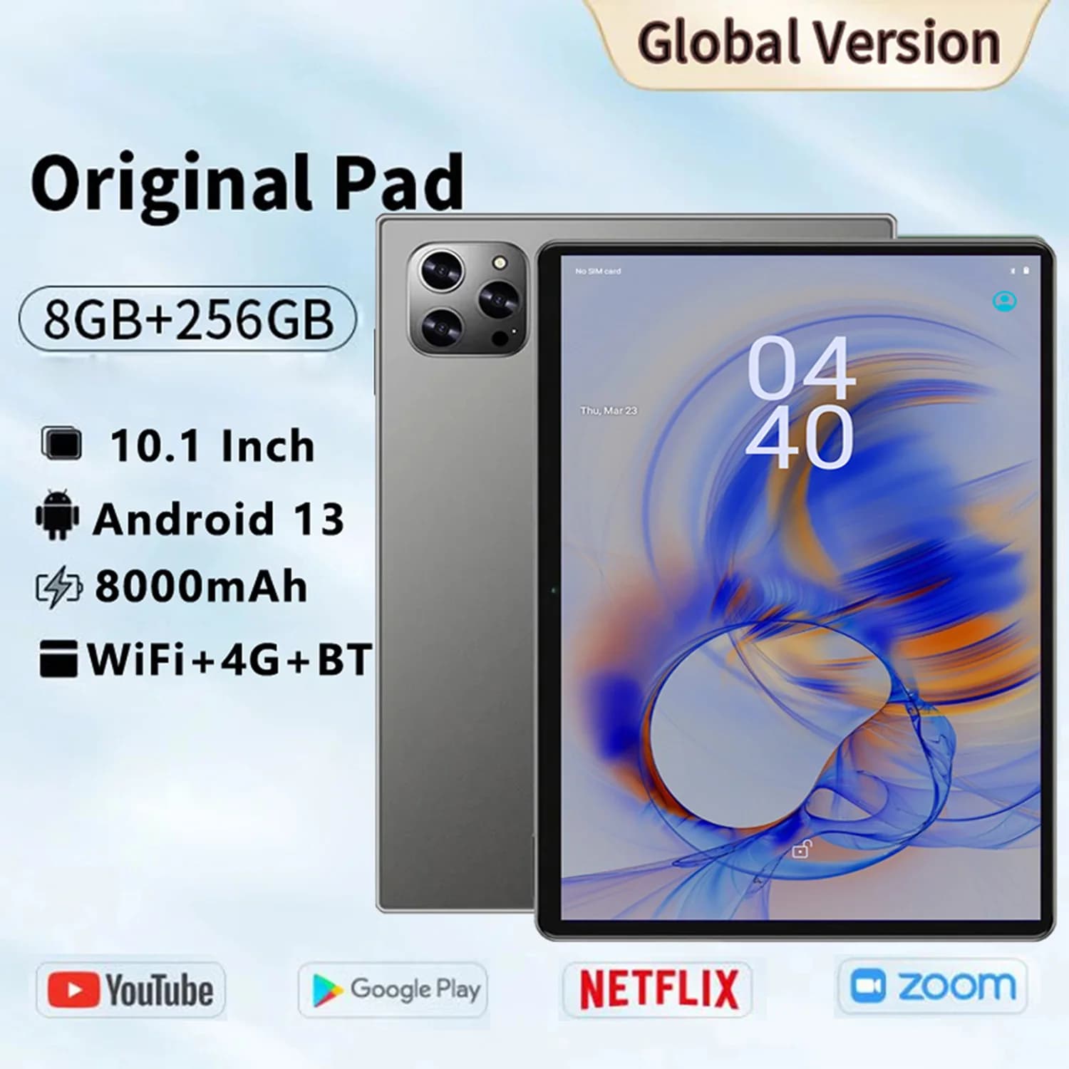 BDF 2026 Special Pad Nuovo Tablet Android da 10.1 Pollici, 10 Core, 8GB RAM, 256GB ROM, 4G LTE, 5G WiFi, Doppia SIM, Doppia Fotocamera