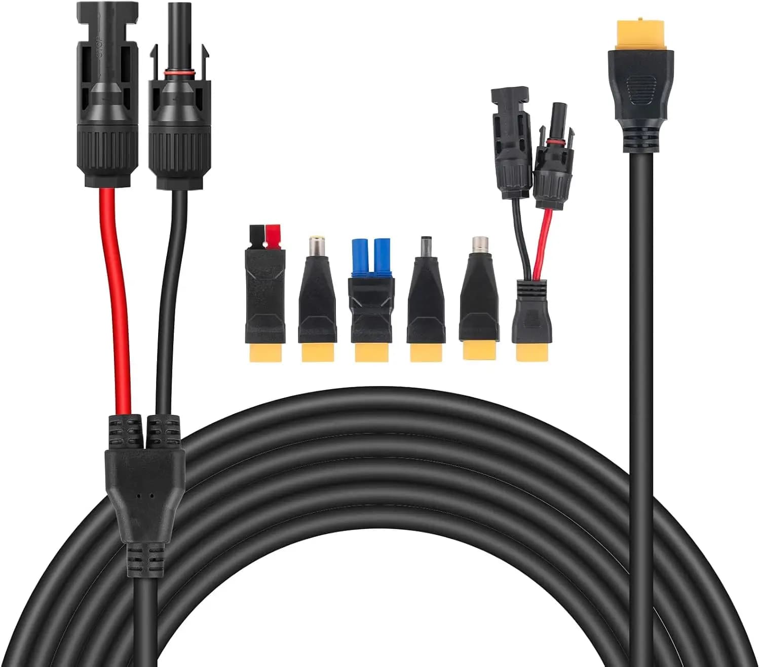 Kit Connettori per Pannelli Solari 6-in-1 con Cavi DC5521, XT60, EC5 - Portatile, Resistente alle Intemperie per Camper e Generatori (16,5 piedi)