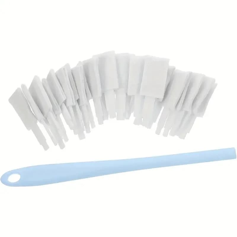 Confezione da 30 spazzole per la pulizia delle fessure con testine sostituibili per bagno, cucina, binari per finestre e altro, blu.