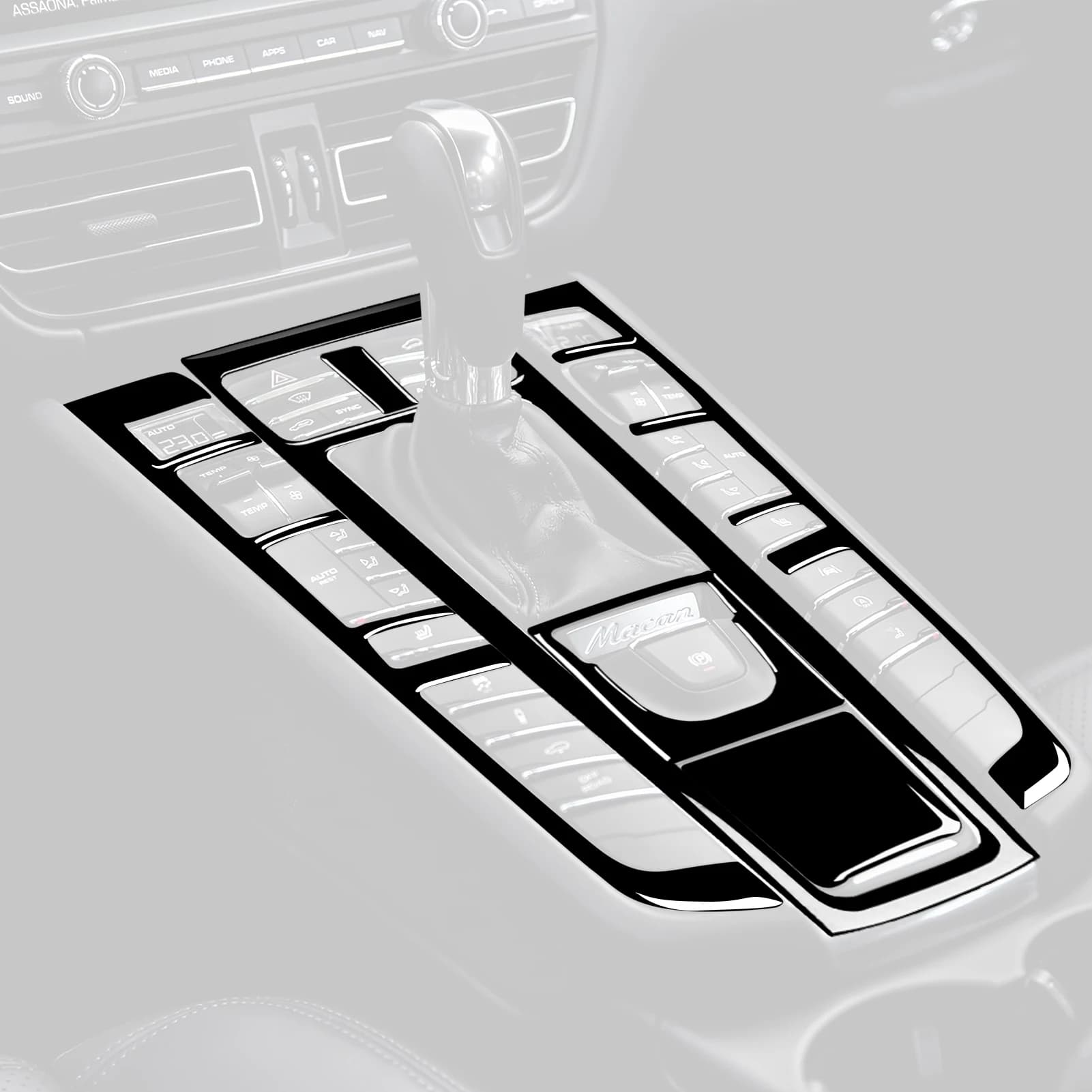 Per Porsche Macan 2014-2021 Piano Nero Console Centrale Pomello Del Cambio Pannello Telaio Accessori Auto Interni Adesivi Decorativi