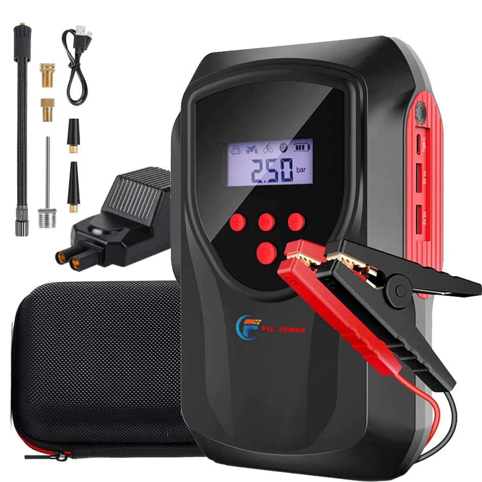 Avviatore di emergenza per auto multifunzione Pompa d'aria Power Bank Compressore d'aria portatile Avviatori di batteria per auto Avviamento di gonfiaggio automatico dei pneumatici
