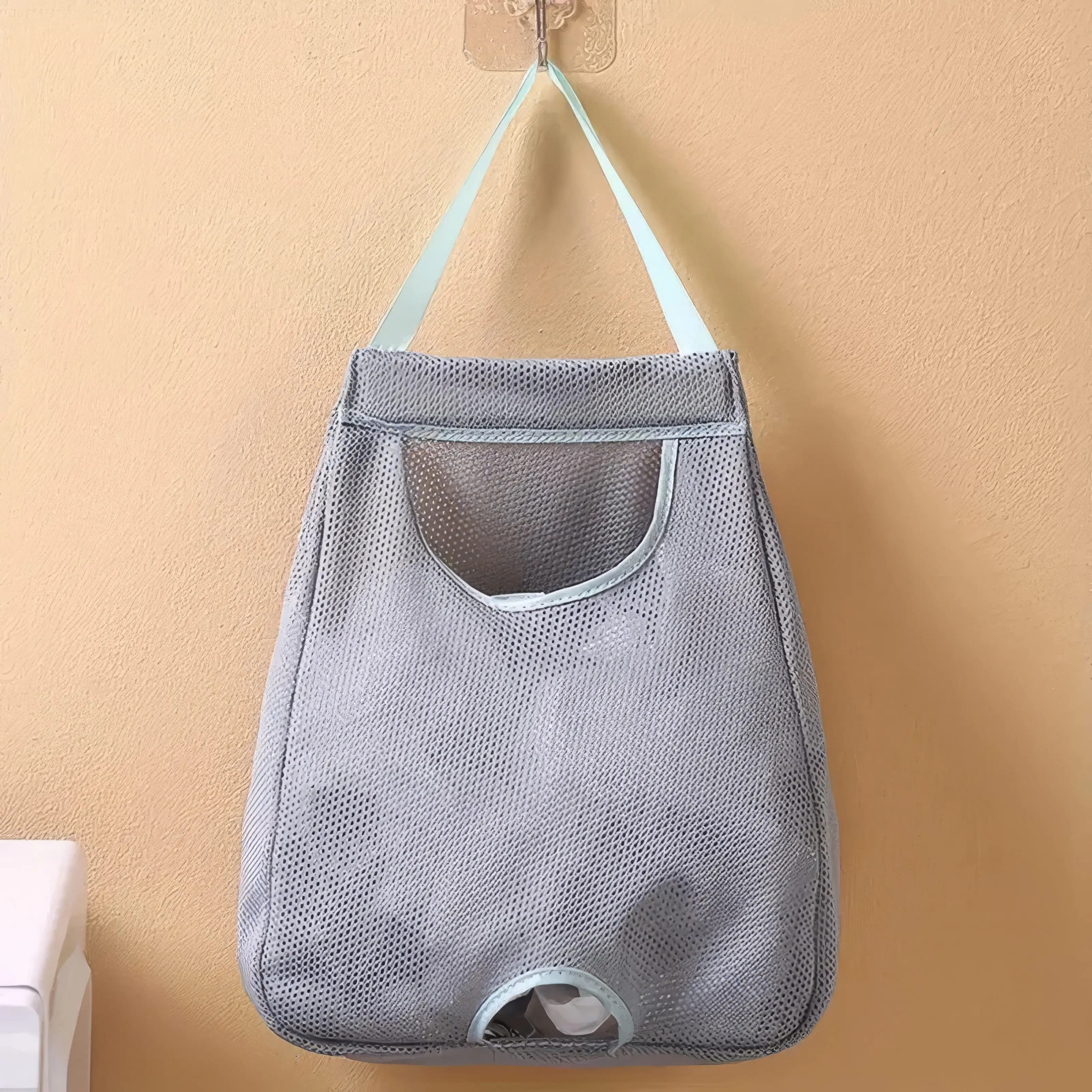 1 pratica borsa portaoggetti in rete grigia, borsa portaoggetti portatile multifunzionale, adatta per riporre gioielli, caramelle, carte