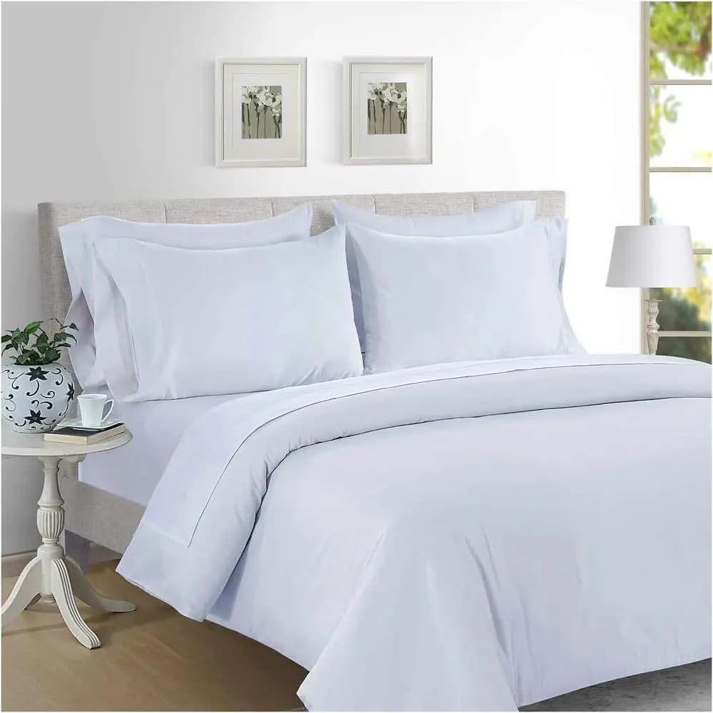 Set di Lenzuola Queen in Cotone Supima 800 Fili, Colore Bianco Brillante