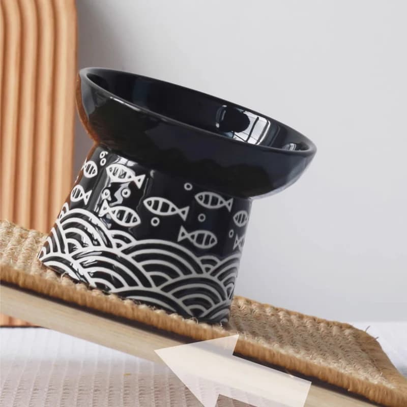 Creative Ceramic Drinking Water Food Tall footed Bowl Anti Overturning Neck Protection Large caliber, Cat Bowl Pet Supplies, 1Pc