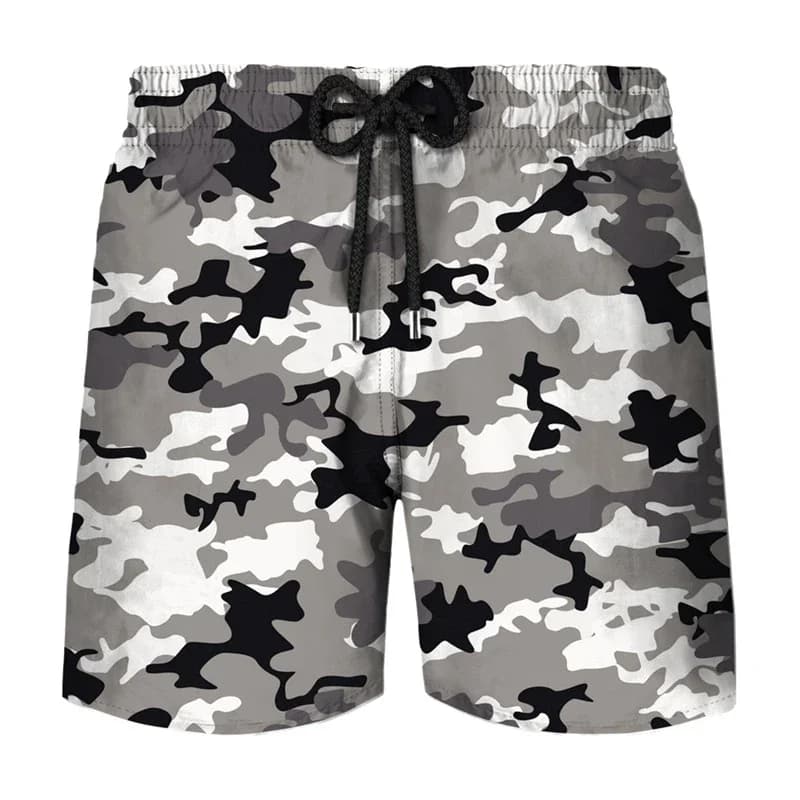 Pantaloncini sportivi da uomo con stampa mimetica 3D, pantaloni da spiaggia traspiranti per corsa all'aperto, pantaloncini larghi con elastico in vita DV