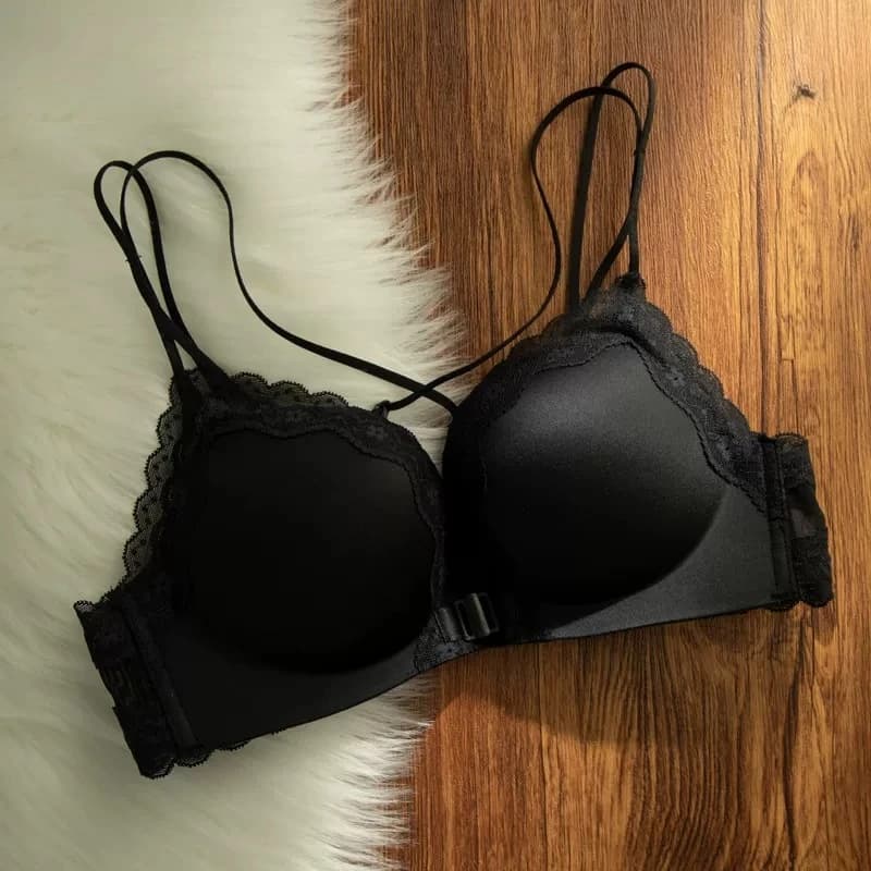 MOYISU Small Bust Front Hook Wireless Push Up Bra Thin Straps Beauty Back Anti Sagging Side Breast Support Ladies Brassiere S-XL