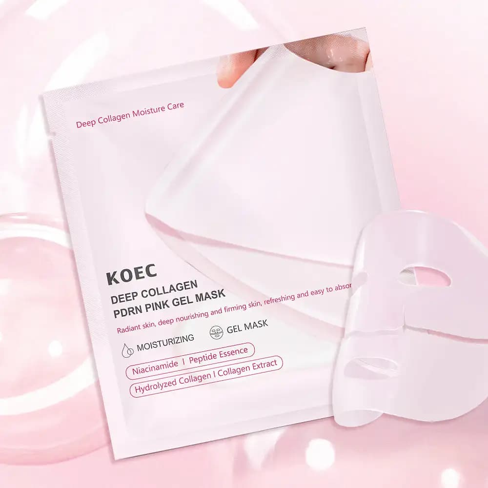 4 pieces KOEC PDRN Pink Hydrating Deep Gel Al Collagen Mask For Hydrating Face Nutrient Nutrient Niacinamide Hyaluronic Acid Peptides