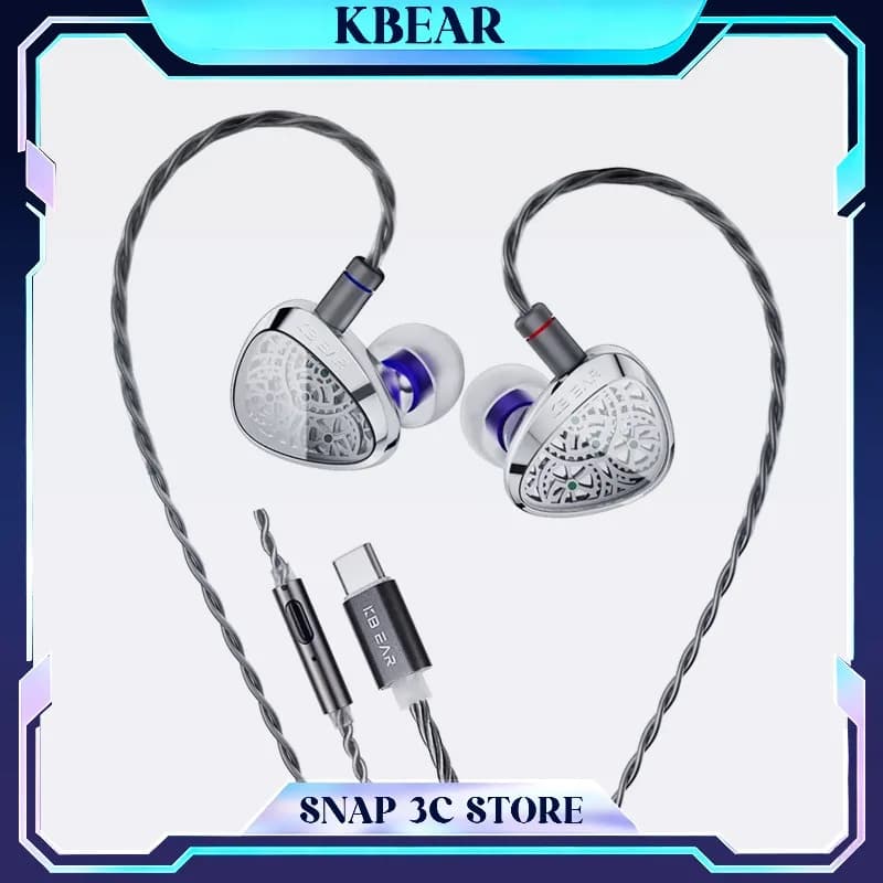 KBEAR TBX Tourbillon X Auricolari IEM Hi-Fi Cablati con Diaframma in Fibra di Carbonio Rivestito in CVD da 10mm, Cuffie Metalliche per Bassi, Monitor Musicali