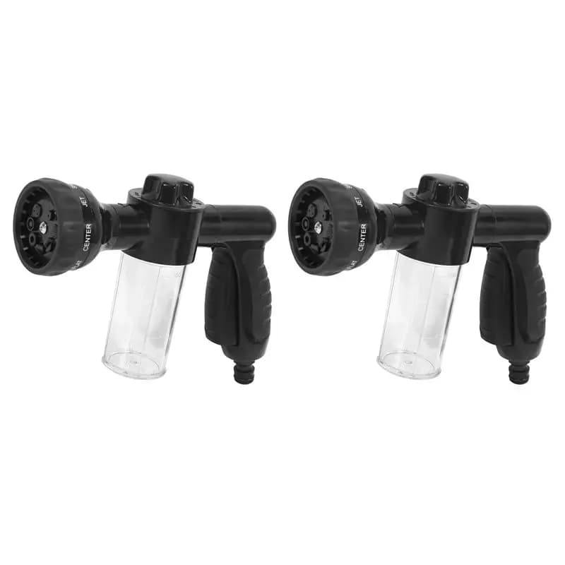 Durable 2X Garden Hose Foam Nozzle, 8 Mode Adjustable Foam Sprayer, Water Soap Dispenser, High Pressure Hose Spray Nozzle,Black