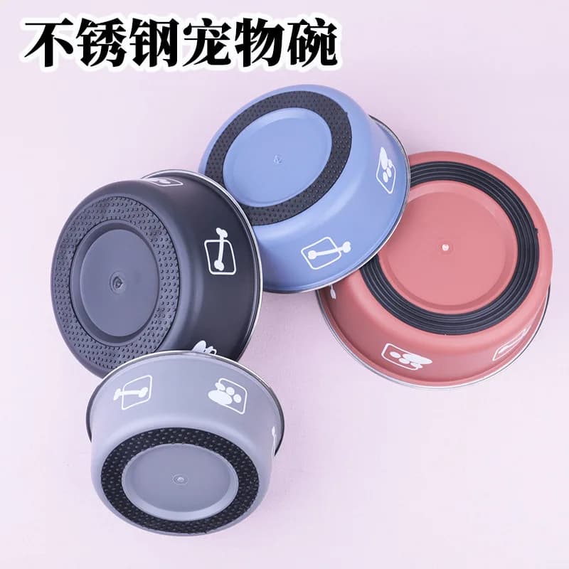 Food Grade Stainless Steel Printed Pet Bowl Anti-slip Anti-tip Durable Feeding Dish for Cats Dogs