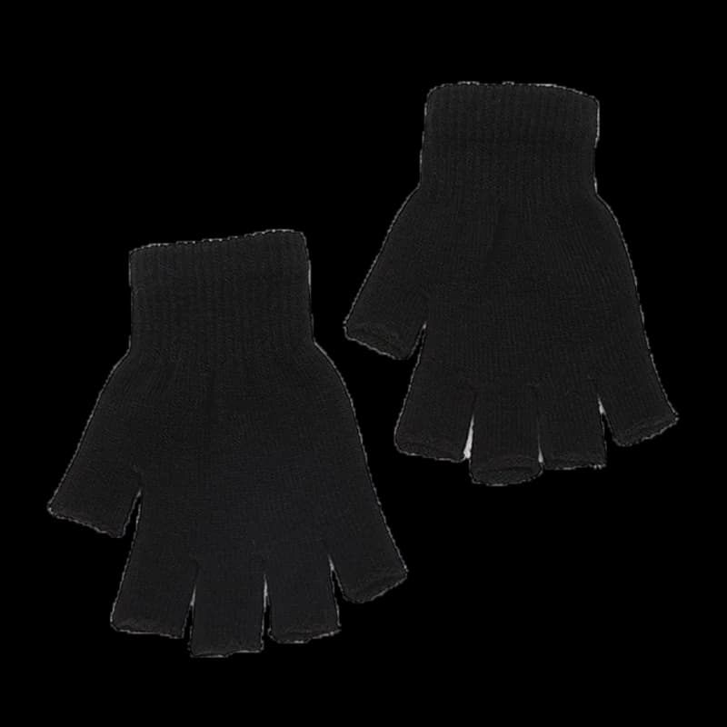 1 paio di guanti neri corti senza dita in maglia, caldi e elasticizzati, per l'inverno, da lavoro, per donna e uomo, accessori per ciclismo
