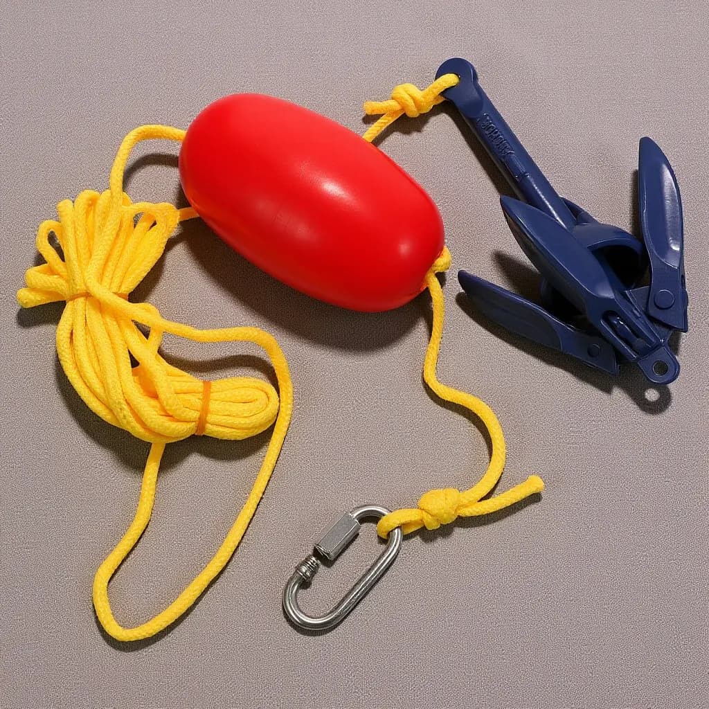 Set Ancoraggio Portatile Pieghevole per Canoa, Sistema di Ancoraggio Compatto in Metallo per Kayak con Borsa Portaoggetti e Cima di Ancoraggio, Adatto per Gommone e Barca