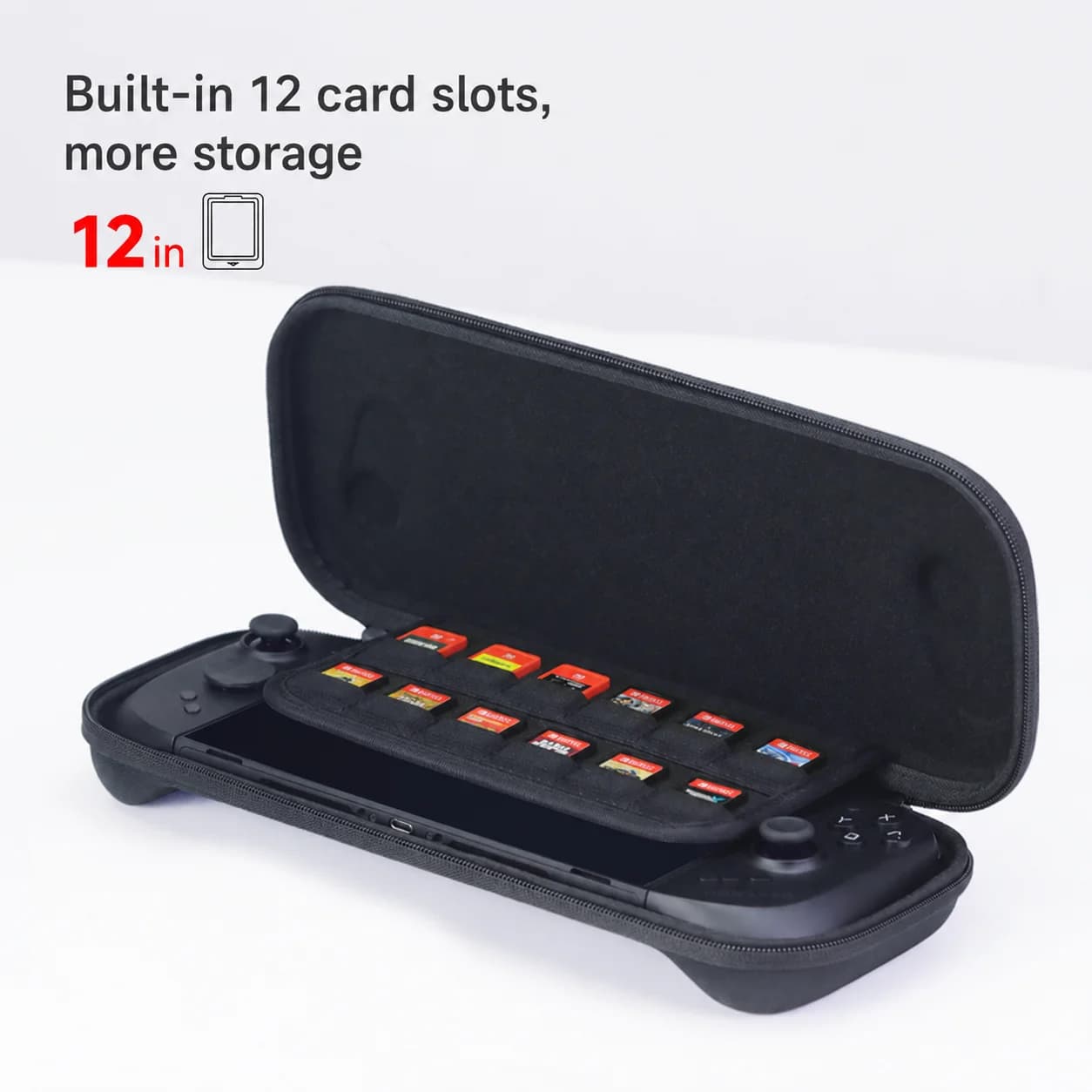 Custodia da trasporto Mobapad con 12 slot per cartucce per Mobapad M12 HD/M12S e Switch 2, cover protettiva con cerniera