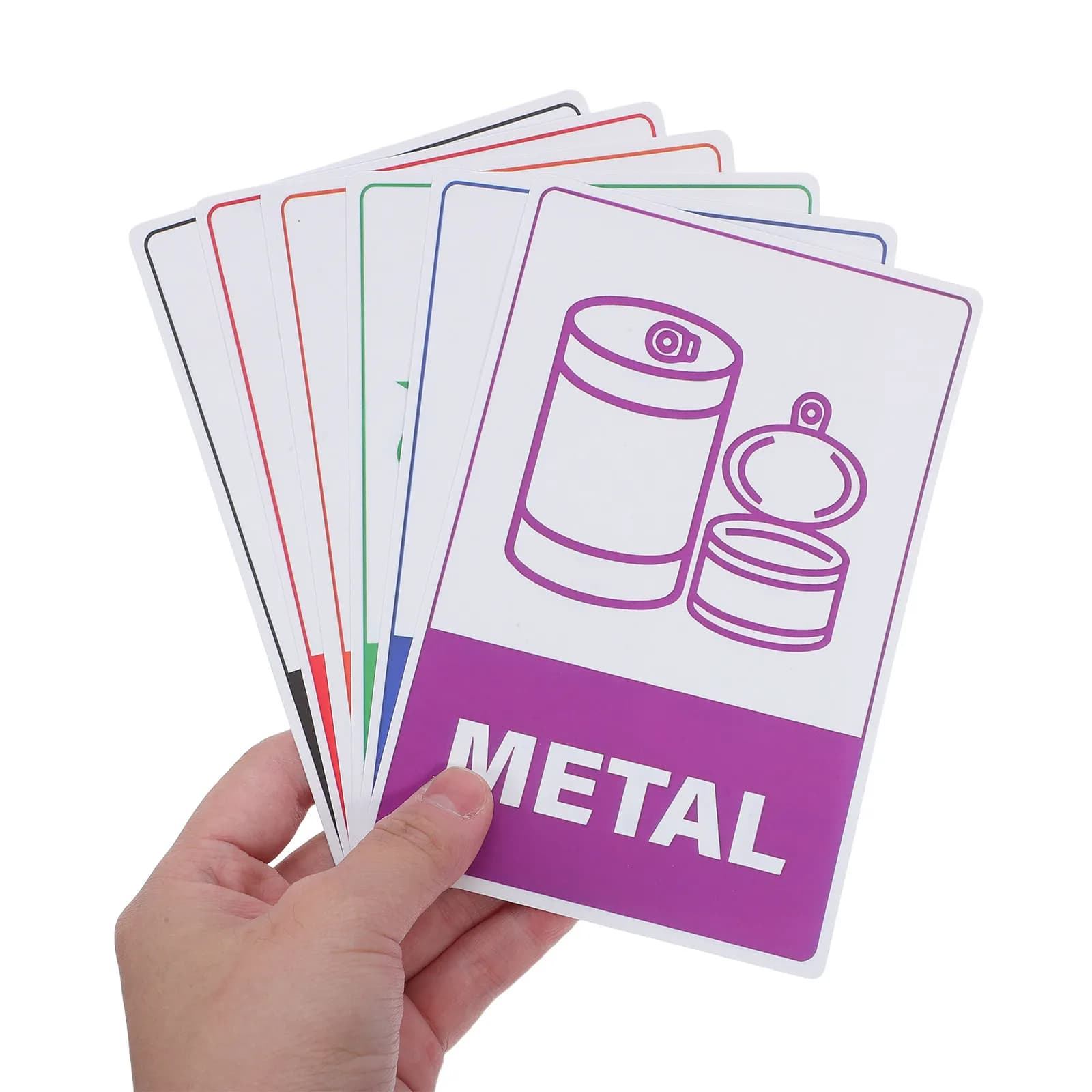 Adesivi per Riciclaggio per Bidoni della Spazzatura, Etichette Impermeabili in PVC per Contenitori di Riciclo, Icone Trasparenti per Vetro, Plastica, Metallo, Carta, Casa e Ufficio