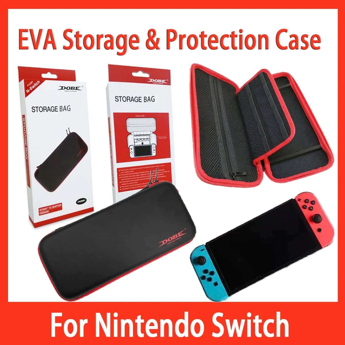 TNS-858 Custodia protettiva e custodia rigida portatile in EVA per console Nintendo Switch - Contiene 10 carte da gioco e piccoli accessori
