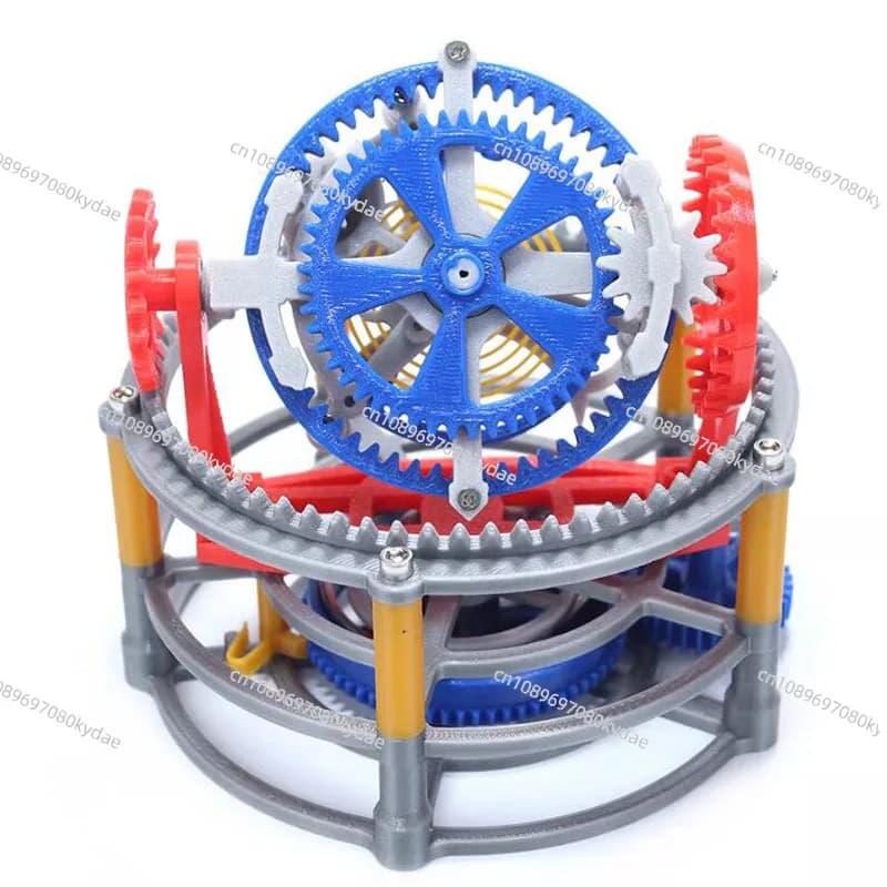 DIY Tourbillon Gear Transmission Model - 3D Printed Mechanical Pendulum Clock Kit Spring-Powered Educational Science Toy