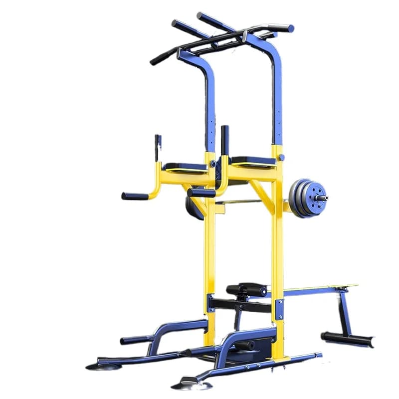 Panca per panca flessata e squat integrata con barra orizzontale e telaio per parallele, multifunzione per trazioni indoor