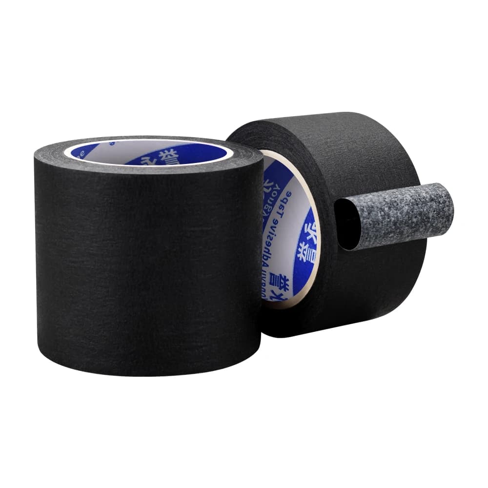 10/20/50m Black Masking Tape Single-Sided Adhesive Crepe Paper for Oil Painting Sketching Car Detailing Artists Crafters Detaile