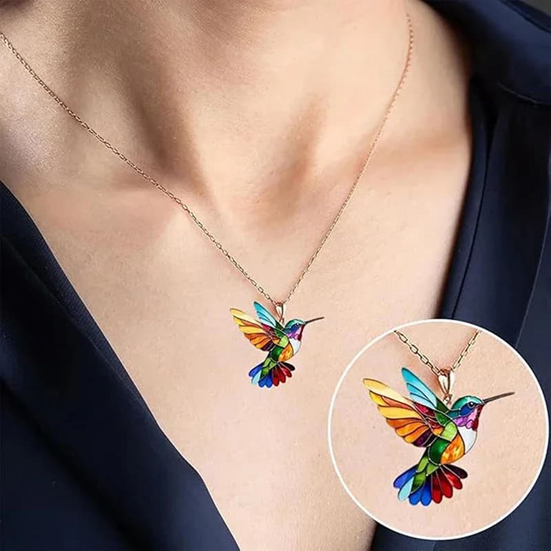1PC Acrylic Hummingbird 2D Bird Shape Necklace for Women Girls Neck Charms Spring Summer Jewelry Gifts Accessories