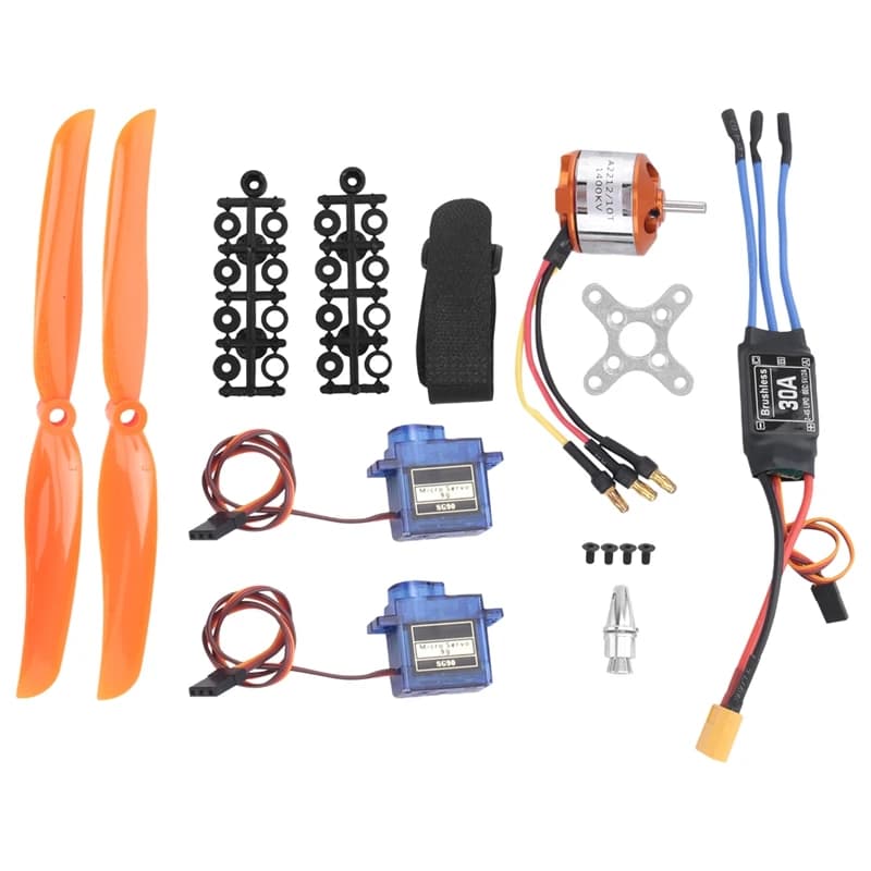 Motore Brushless 1400KV, ESC 30A, Servo Mini SG90 9G, Elica 8060 per Aeromodelli RC ad Ala Fissa ed Elicotteri [No.68 Giocattolo]