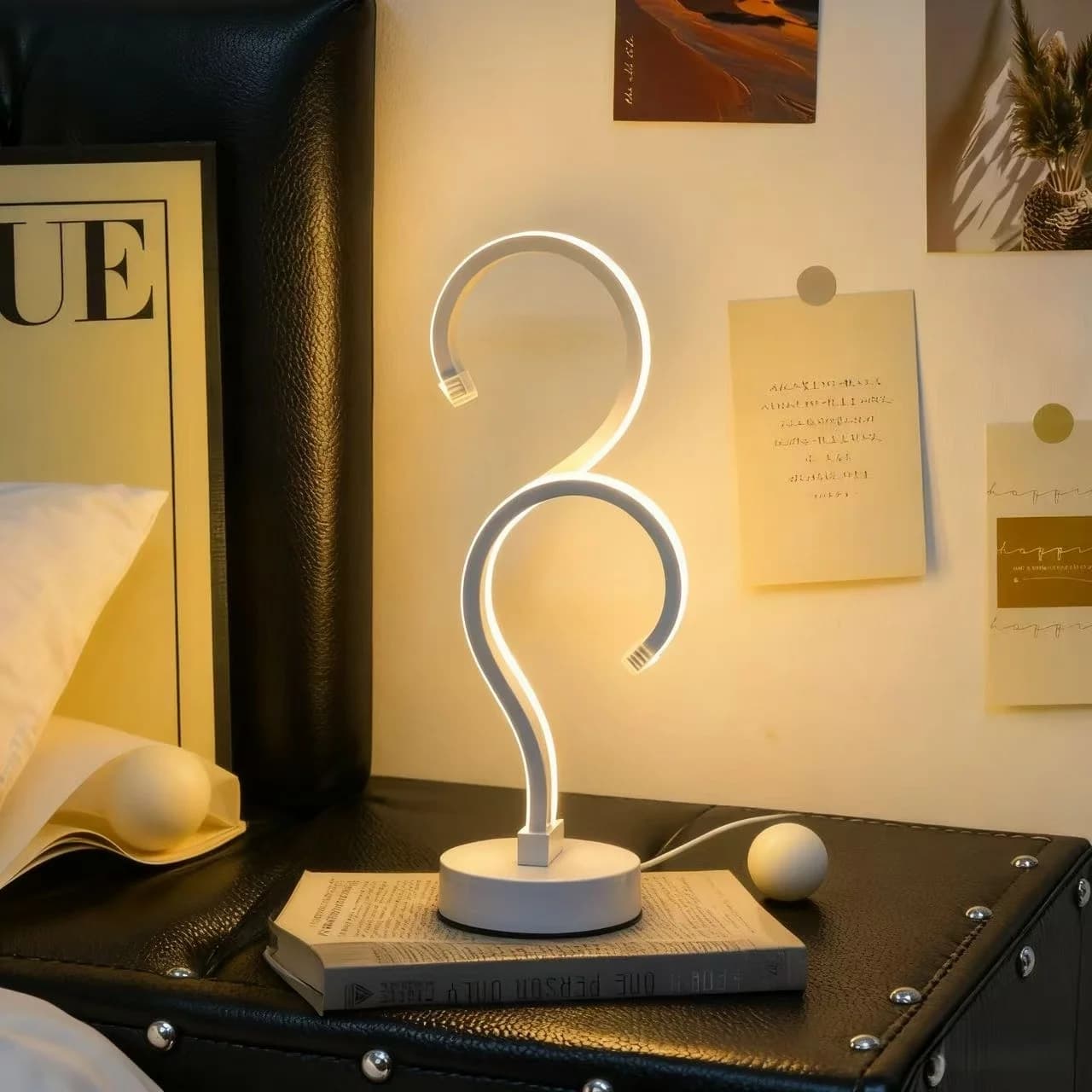 Creative Double Question Mark Desk Lamp 1 Piece USB Three-Color Dimmable Eye-Caring Night Light for Bedroom