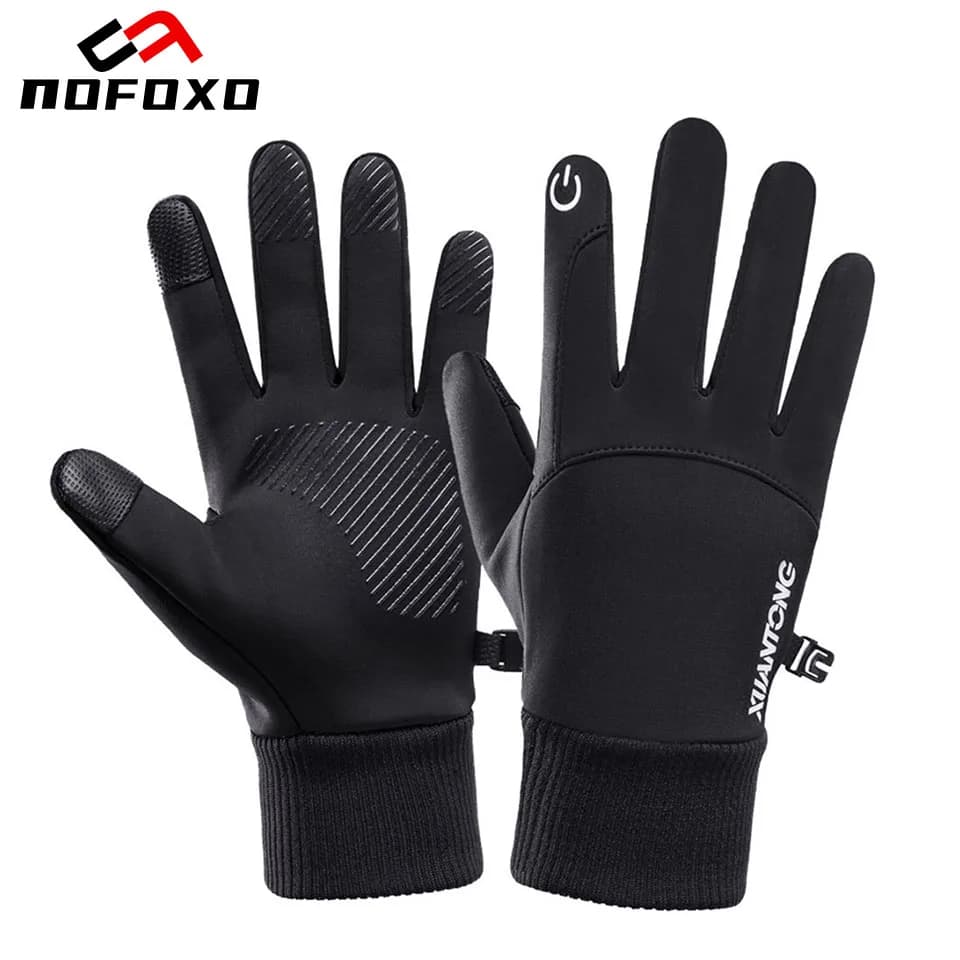 NOFOXO Guanti invernali in pile antiscivolo con touch screen caldo con dita intere Guanti sportivi da esterno antivento impermeabili Uomo Donna