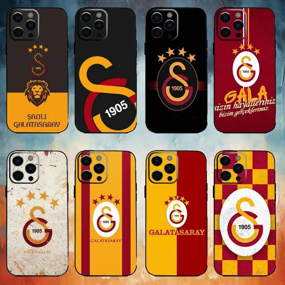 Cover per Telefono G-Galatasaray SK in Silicone Morbido per iPhone 17, 16, 15, 14, 13, 12, 11, XS, Plus Pro Max
