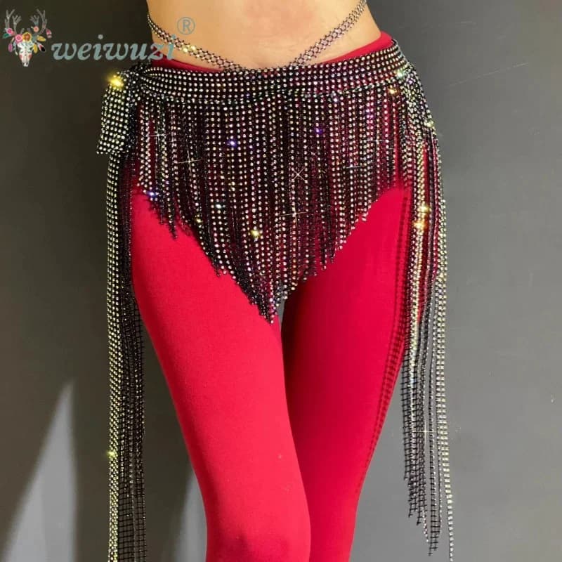 2025 Nuova danza del ventre per donna Nappa Catena in vita Maglia Senior Sciarpa piena di diamanti Accessori per concorsi di danza orientale