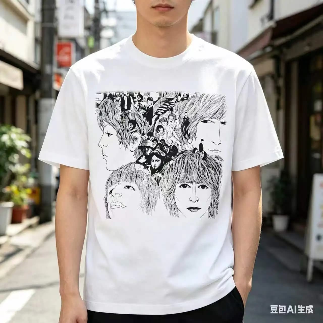 T-shirt grigia con copertina dell'album Revolver dei Beatles, maglietta classica da uomo per il rock, perfetta per i fan che amano il rock psichedelico e il design vintage