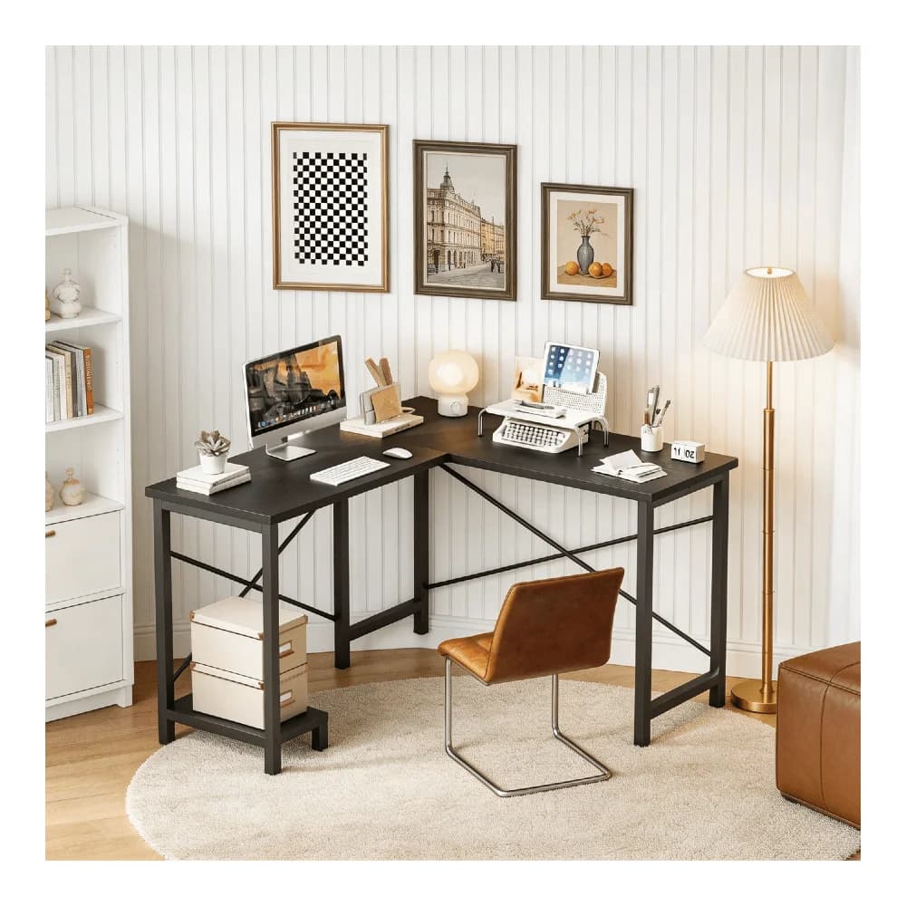 Scrivania per Computer, Scrivania Angolare da Gaming per Ufficio, con Supporto CPU, Adatta per Studio Domestico e Postazione di Scrittura.