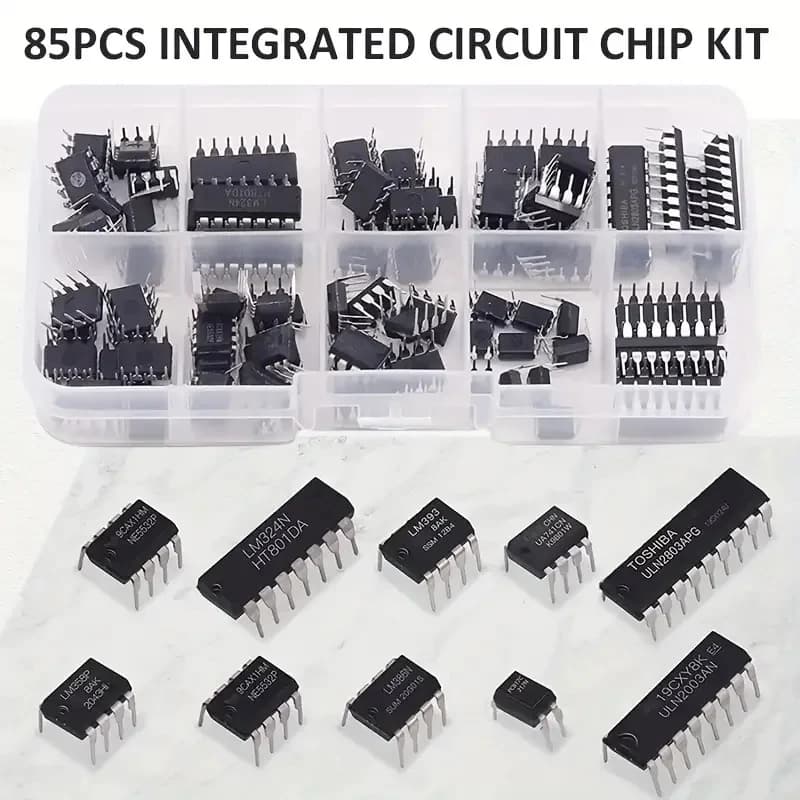 Kit chip circuito integrato da 85 pezzi Chip IC di valore 10 NE555 LM324 LM393 UA741 ULN2803 LM358 LM386 NE5532 ULN2003 PC817
