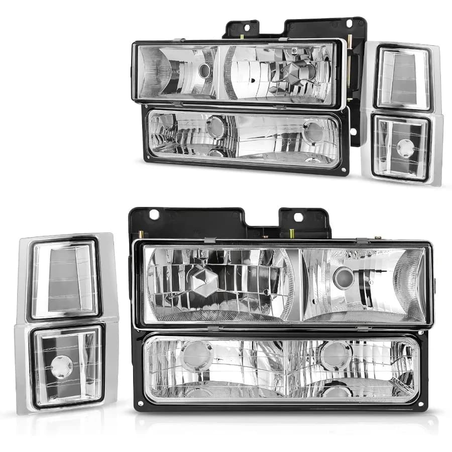 Gruppo faro compatibile con Chevy serie K 1500 2500 3500 Tahoe Suburban Silverado 19941999 Lampada frontale in cristallo con mais