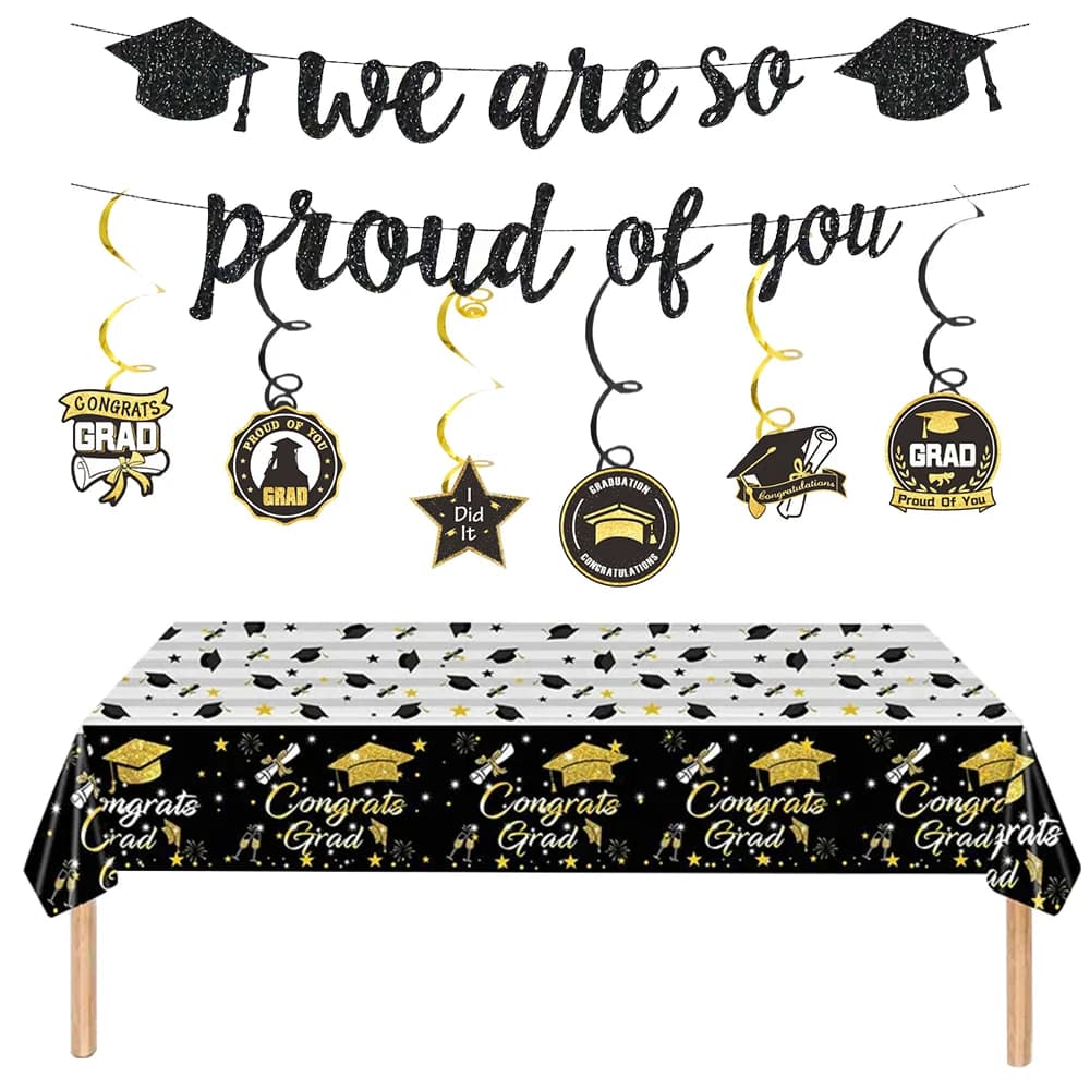 Parabituzioni Tovaglia per festa di laurea Forniture per tovaglie Congratulazioni Tovaglia per laurea 2025 Banner per decorazioni per feste di laurea