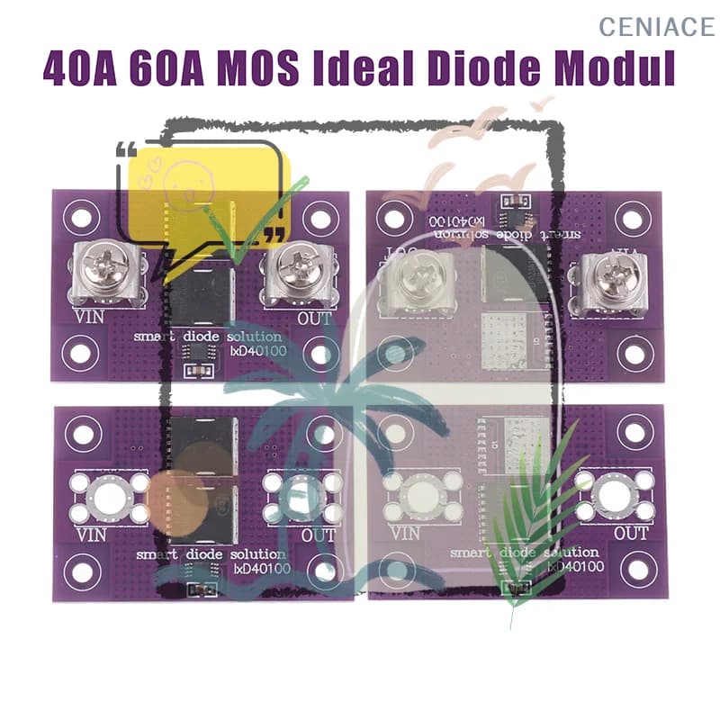 Protect Solar Panels! 40A 60A MOS Ideal Diode Module, No Voltage Limitation Solar Energy Anti Backflow Protection Board