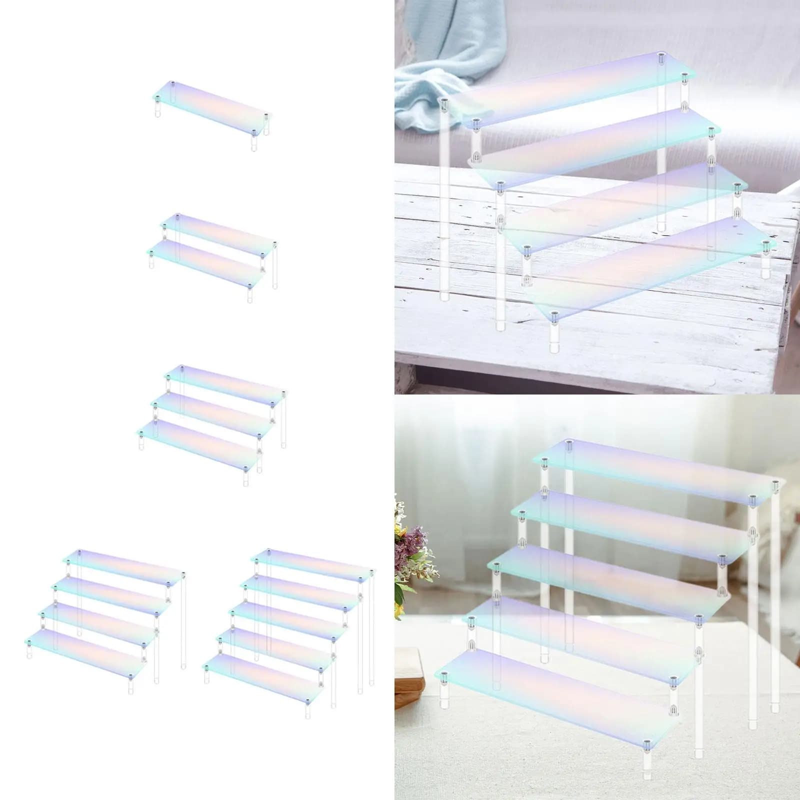 Acrylic Riser Display Shelf Collectibles Display Stand for Buffets Organizer