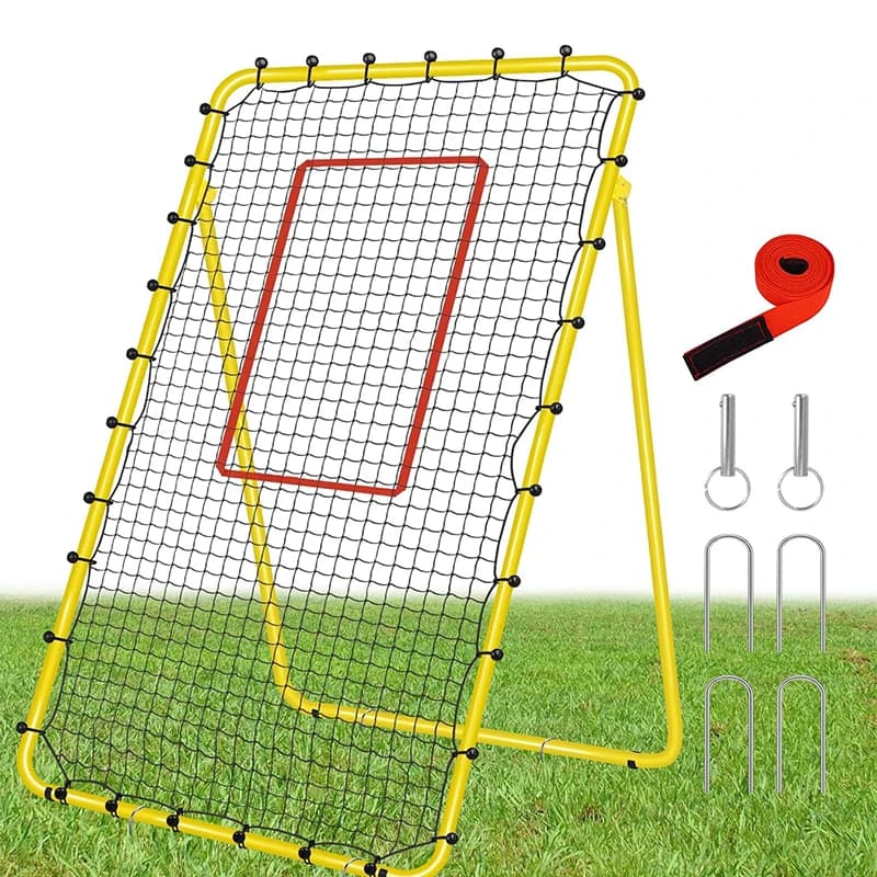 Attrezzatura per Allenamento Multisport: Reti di Rimbalzo in Metallo per Pallavolo, Baseball, Tennis, Calcio, Lacrosse - Giallo - Promozione Vendite